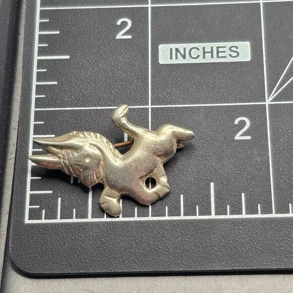 VTG Mexican Silver Dancing Donkey Brooch 1.25" Burro Folk Art 1930s Marked 4.01g - Picture 5 of 6